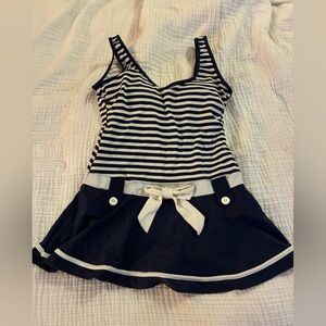 Shore shapes Striped Blue and White Swimsuit